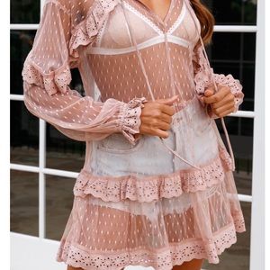 Selfie Leslie DoubleDare Sheer Lace Trim Shift Top